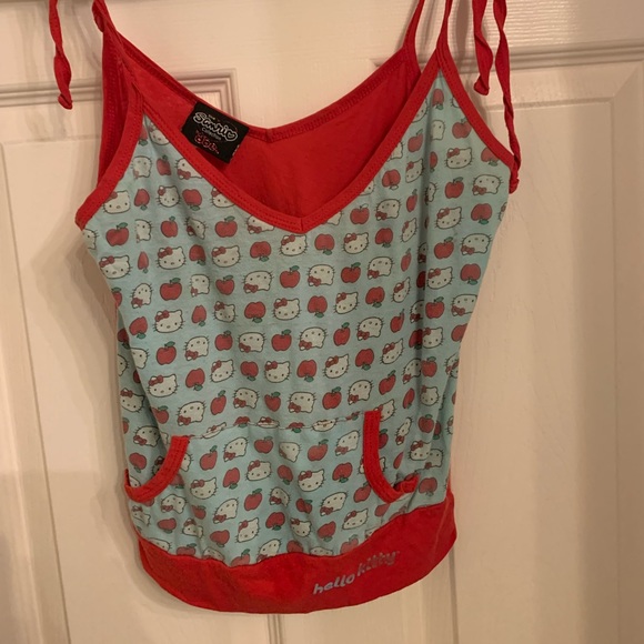 Vintage Sanrio hello kitty by doe kangaroo pocket tie tank - Picture 2 of 6